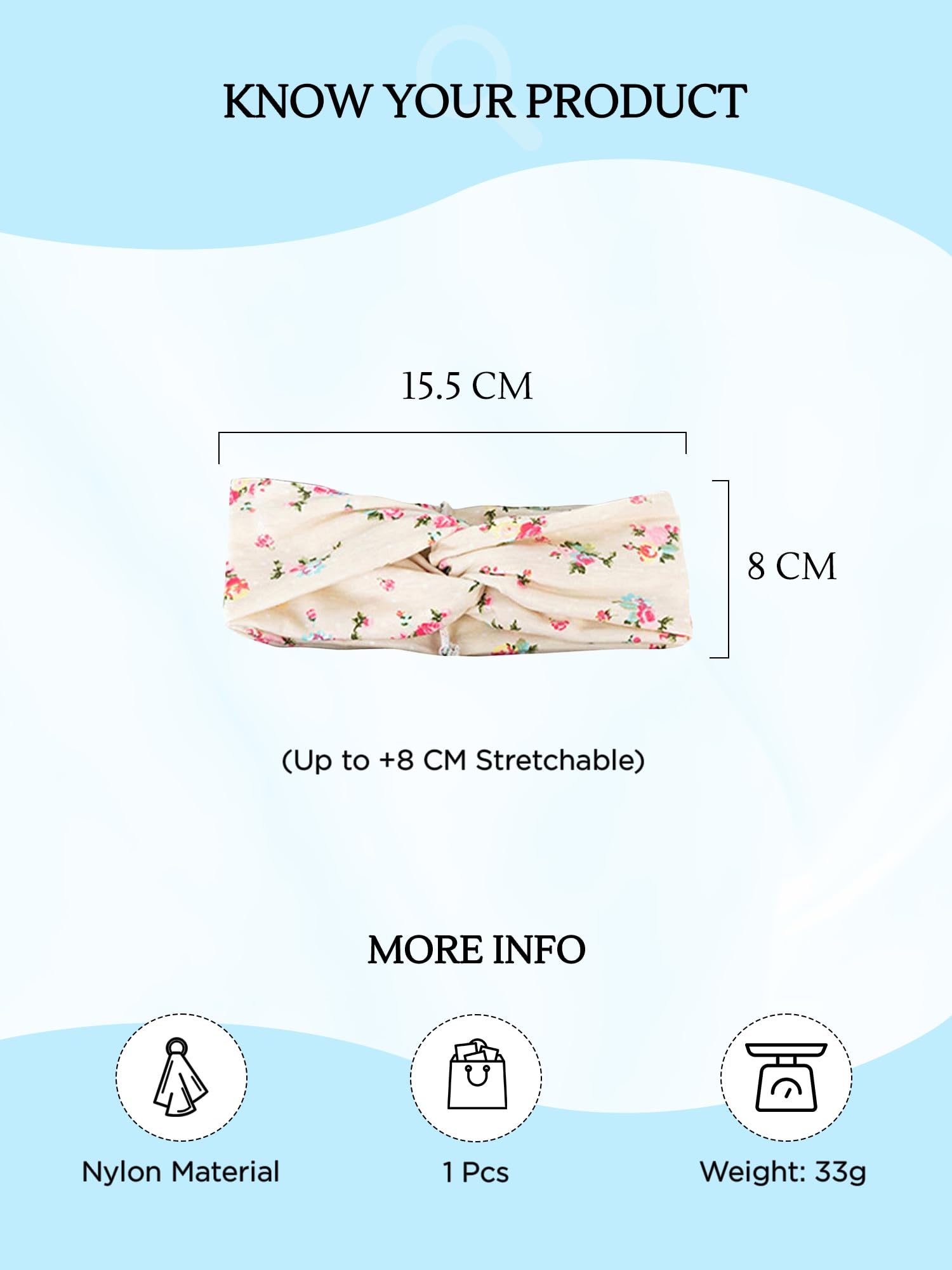 Boho Knotted Fabric Headband with Criss Cross Design