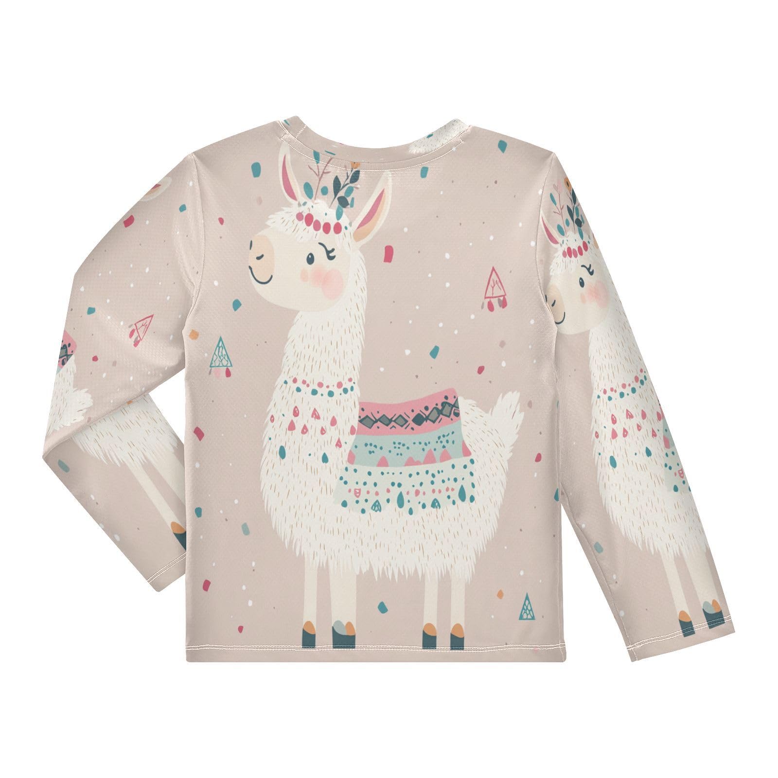 DOMIKING Llama Pink Boys Long Sleeve Rashguard Shirt Kids Quick Dry Swim Shirt for Kids Toddlers 11-12T