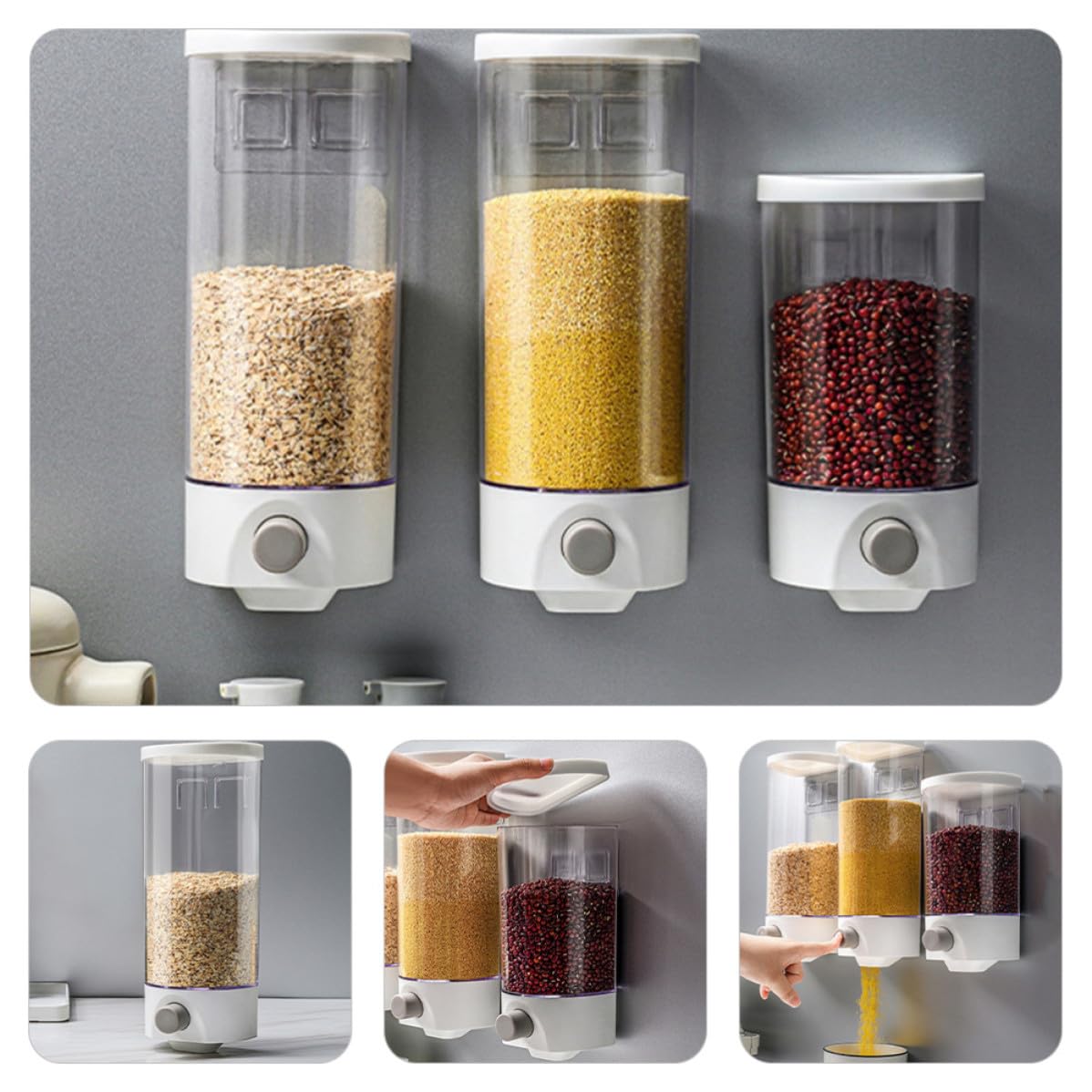 Contenedor de Granos de Pared 2 Piezas Abs 1, 5l y 1l