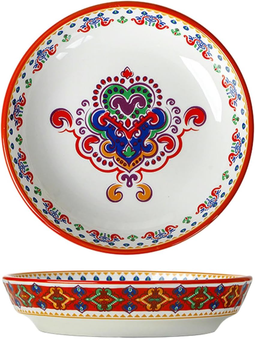 Vintage Rice Bowls ，Ceramic Tableware Rice BowlAmerican-style household retro underglaze color delicate hammered ceramic round rice bowl(Two-handled deep dish)