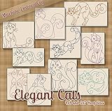 Elegant Cats Redwork Embroidery Machine Kitty Designs on CD - Multiformat