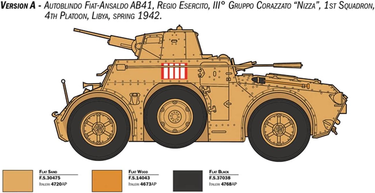 Italeri 6591 1:35 AB 41 with Bersaglieri Italian Infantry - Model Building Kit, Standing Model Making, Crafts, Hobby, Gluing, Plastic Kit, Detailed, Unpainted