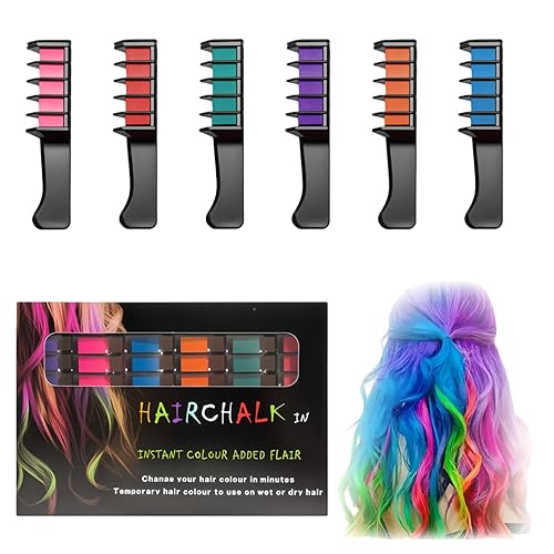 Festive Fun - Peines de tiza para el cabello, 10 colores, peine de color instantáneo lavable, de secado rápido, colores temporales vibrantes para