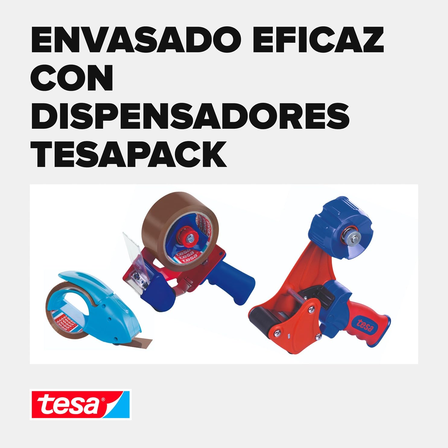 tesa Dispensador Manual Economy, Dispensador de Cinta Adhesiva Manual para Cintas de Embalaje de hasta 50 mm de Ancho