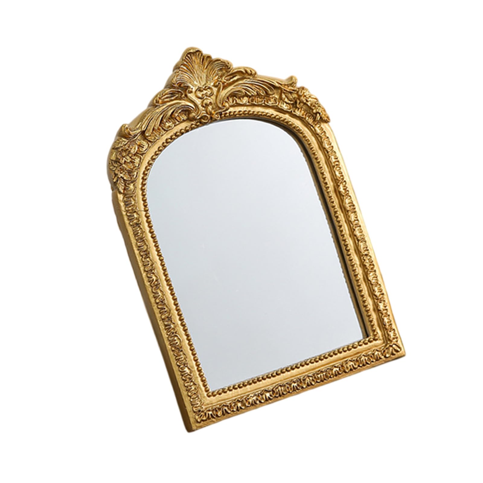 Tsophreniq Decorative Carved Florals Arched in Resins Frame for Living Spaces Old Arched Mirroring