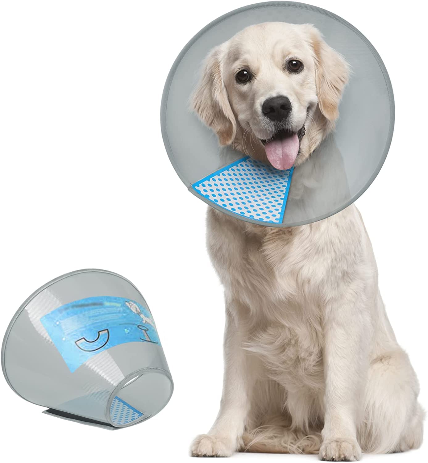 Supet Dog Cone Collar Adjustable After Surgery, Comfortable Pet Recovery Collar &amp; Cone for Large Medium Small Dogs, Elizabethan Dog Neck Collar Plastic Practical