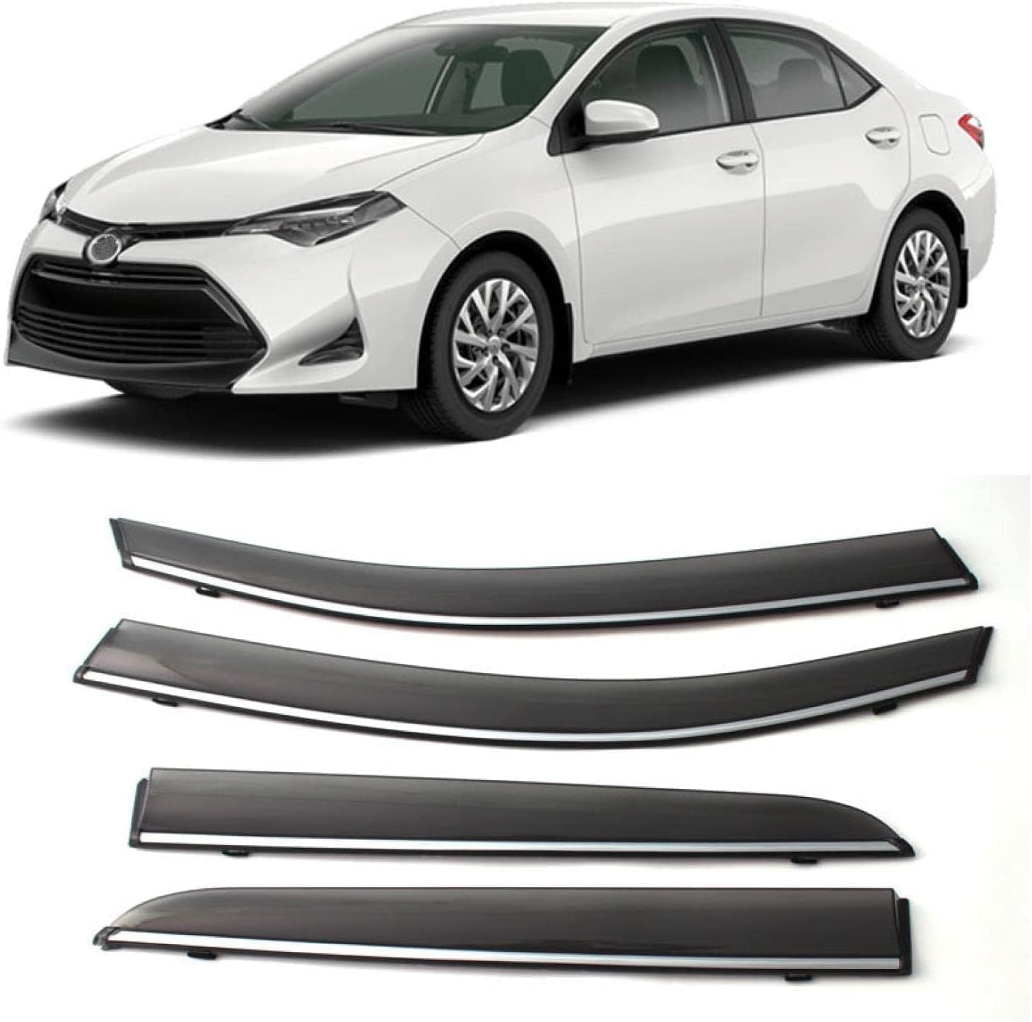 PANXUC Car Wind Deflectors for Corolla Altis E170 2014-2018, Side Window Wind Rain Deflector Window Visor Sun Rain Guard Smoke Guards