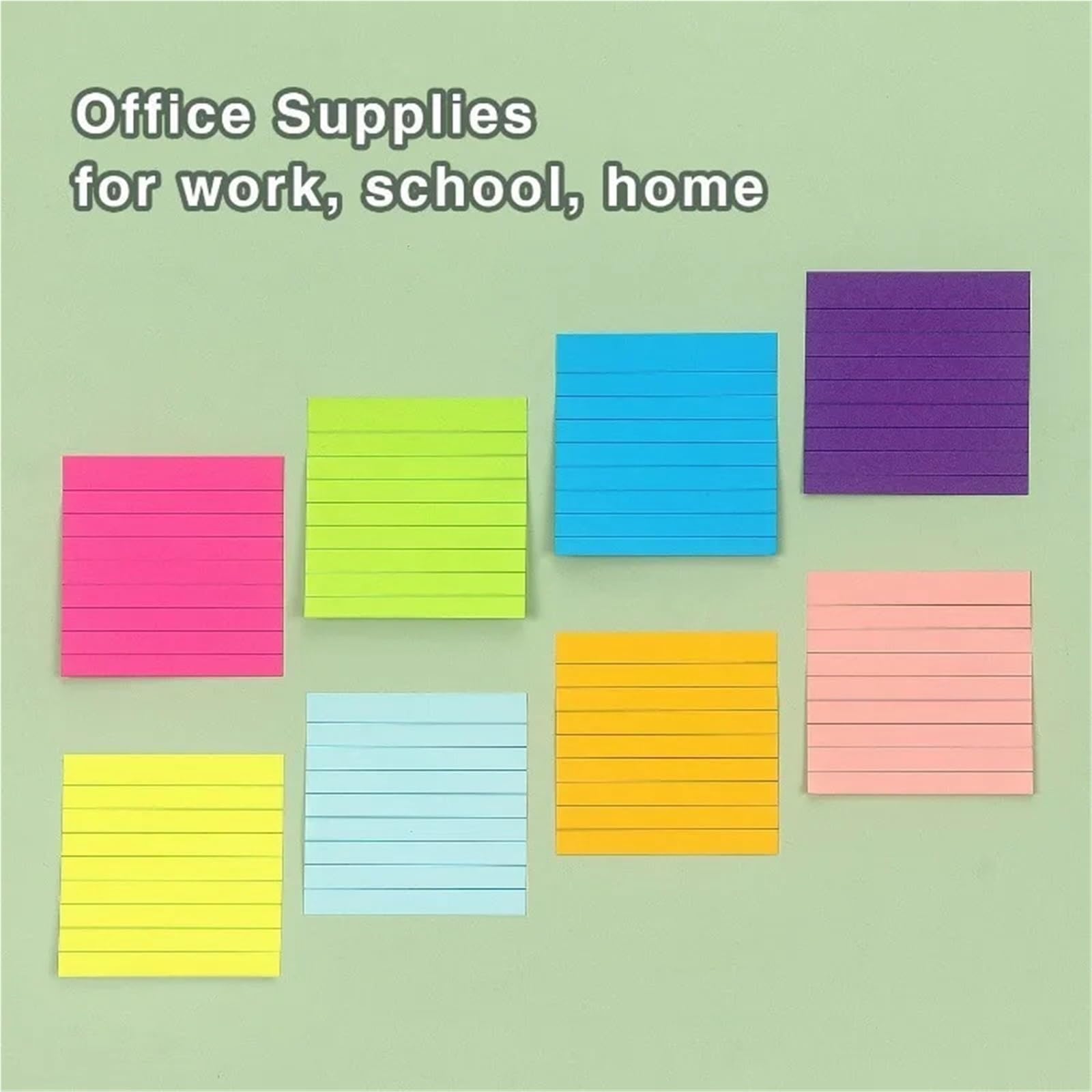 Post-It Haftnotizen, liniert, 7,6 x 7,6 cm, Haftnotizen mit Linien, selbstklebende Notizblöcke, 8 helle bunte Farben, 45 Blatt/Block