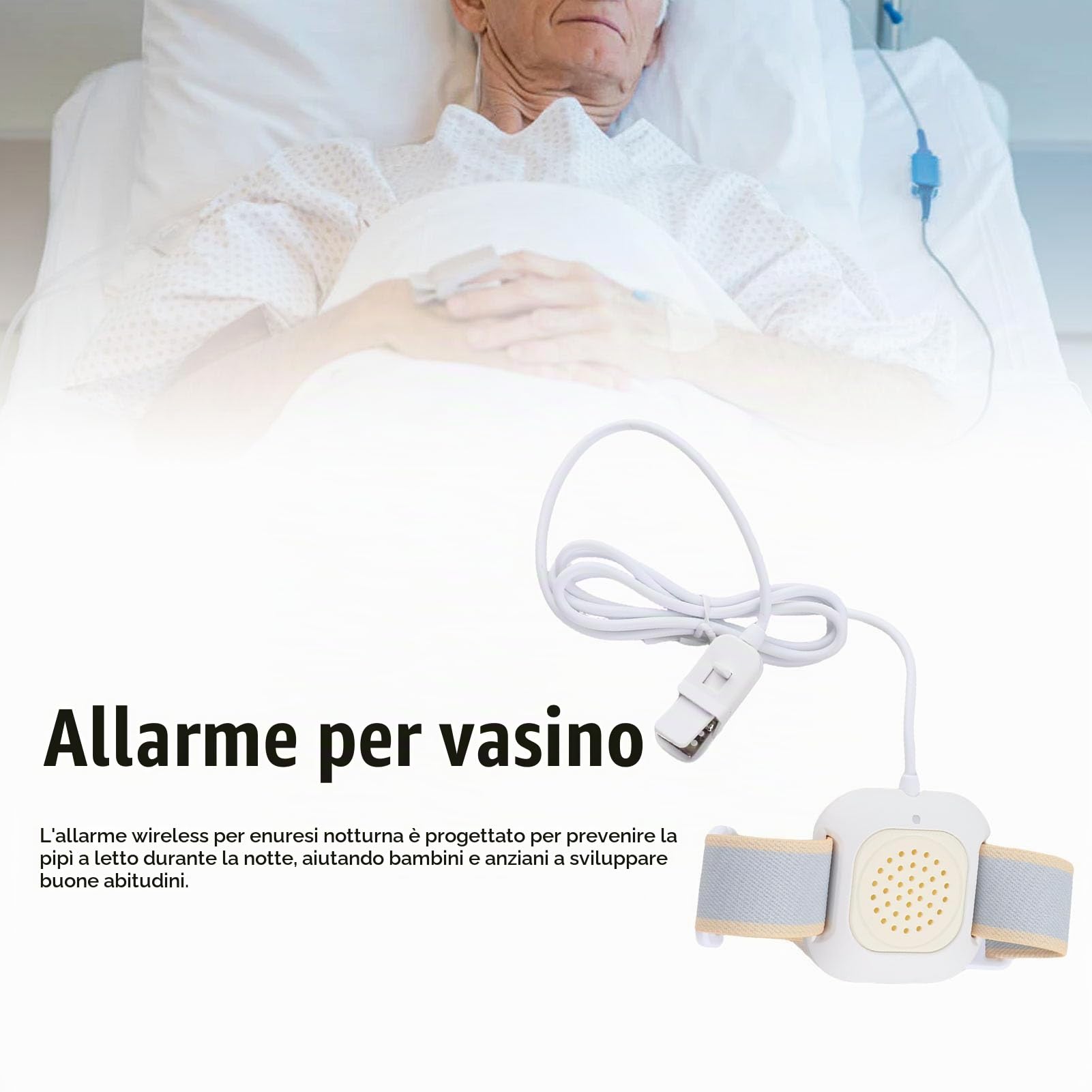 Allarme Enuresi a Letto, Allarme Enuresi a Letto Regolabile Ricaricabile, Allarme Enuresi a Letto Wireless Per Bambini, Suono Forte, Vibrazione Forte, Orologio Per L'uso del Vasino