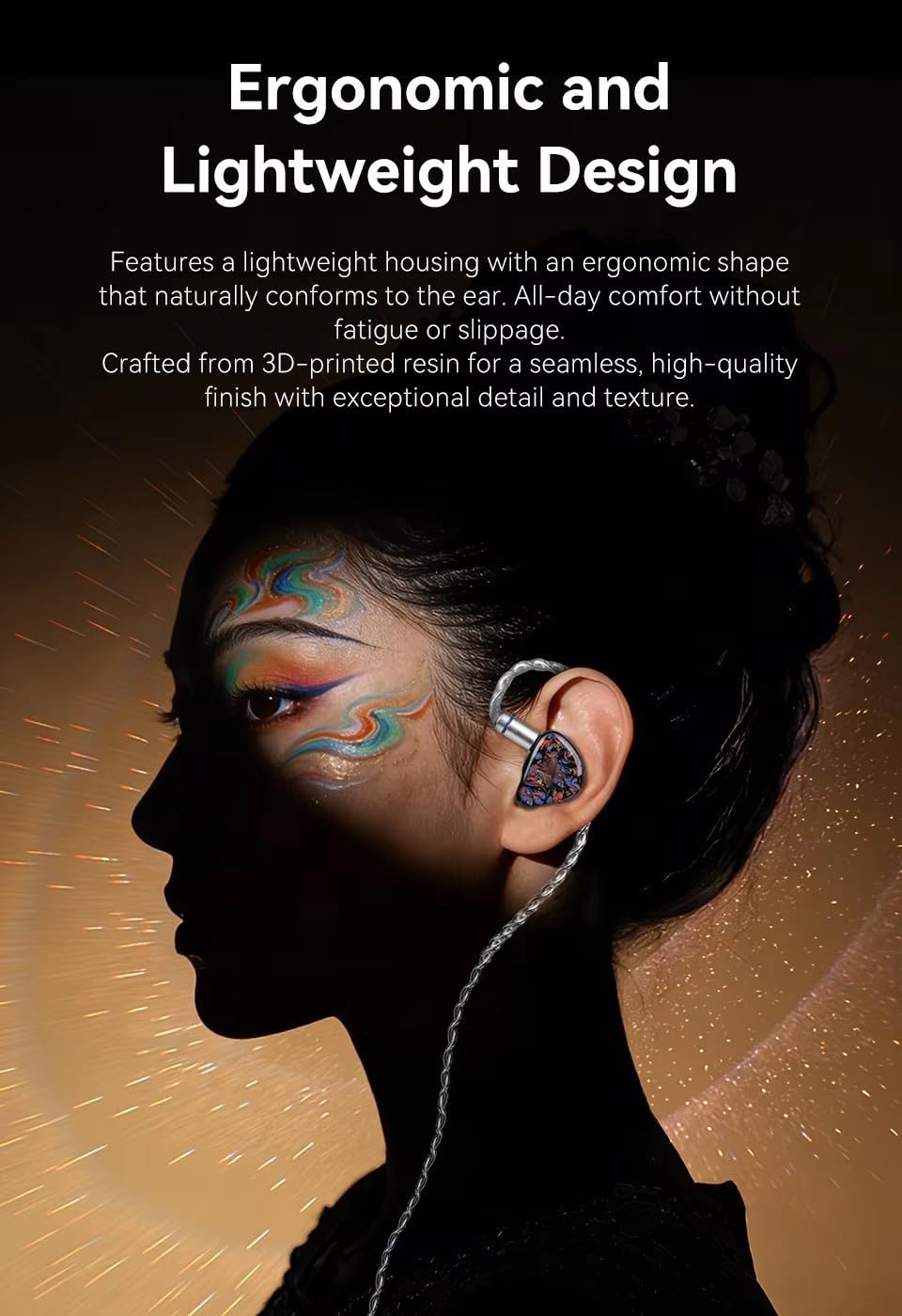 für hybrid IEM Kopfhörer 3-Treiber 102dB für hifi Sound für(Brown-Blue)