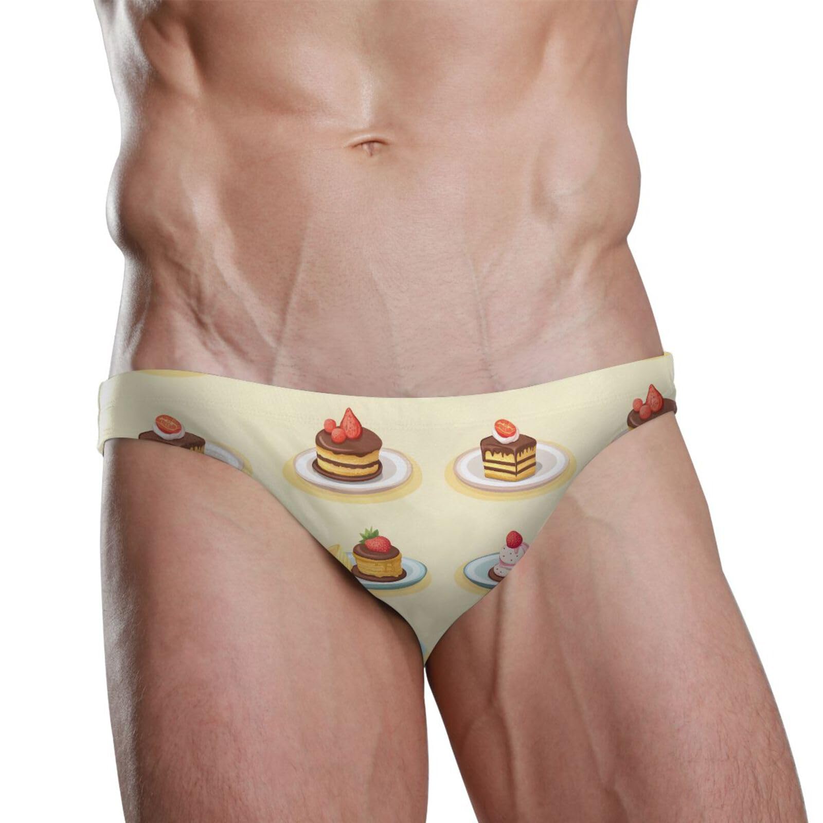 UMIRIKO Mens Cute Dessert Food Swim Briefs Bikini Swimwear Bathing Suit XL 202b8031