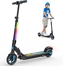 EVERCROSS EV06C Monopattino Elettrico, 6,5'' Monopattino Elettrico pieghevole per Bambini dai 6 ai 12 anni, fino a 15 KMH e 8 KM, display a LED, luci LED colorate, E Scooter per Bambini Bambine