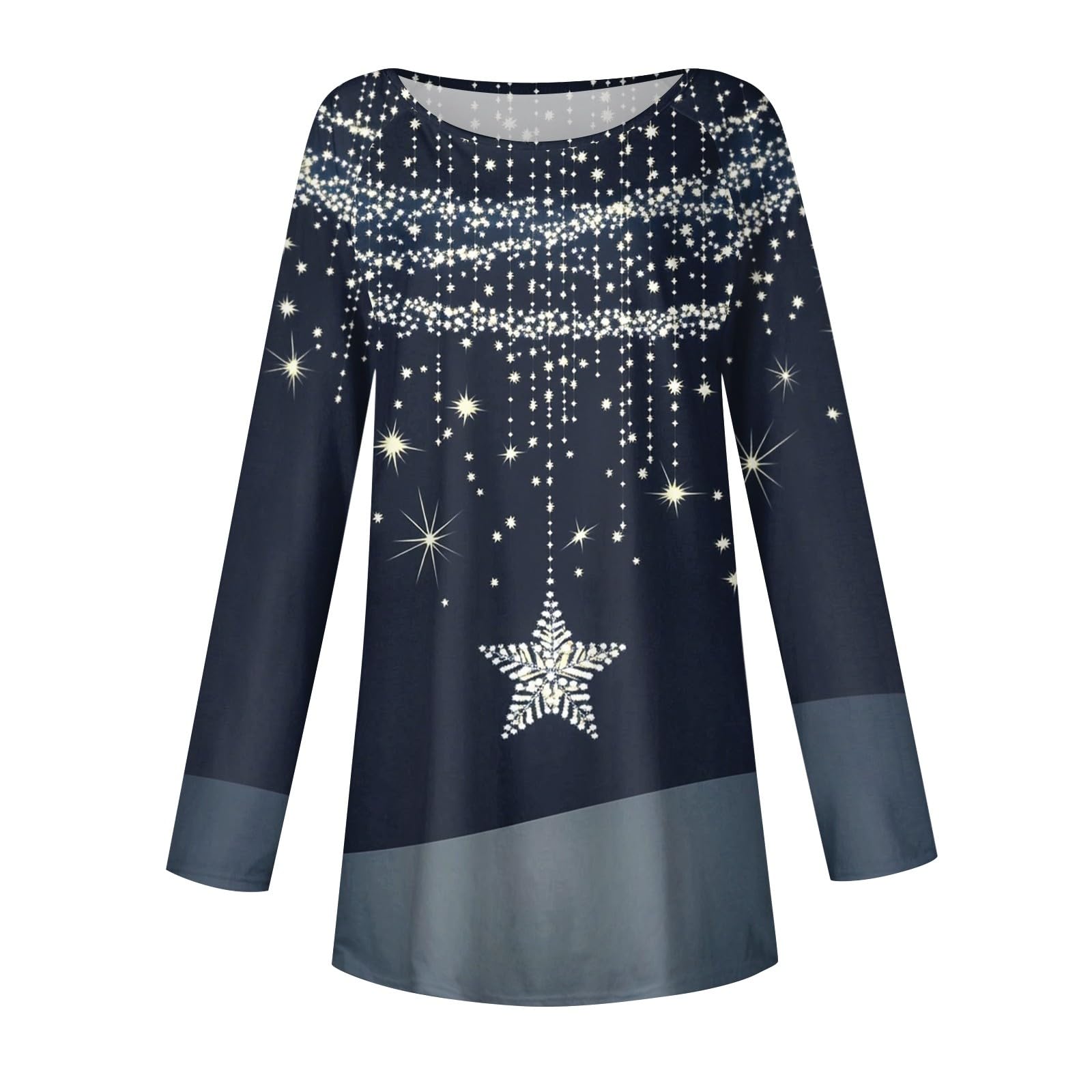 Pullover Weihnachten Damen, Outfit Weihnachtsfeier Damen Blusentops Longsleeve Geburtstag Modern T Shirt Übergrößen Chirstmas Schneeflocke Tshirts, Geschenke für Frauen Weihnachten
