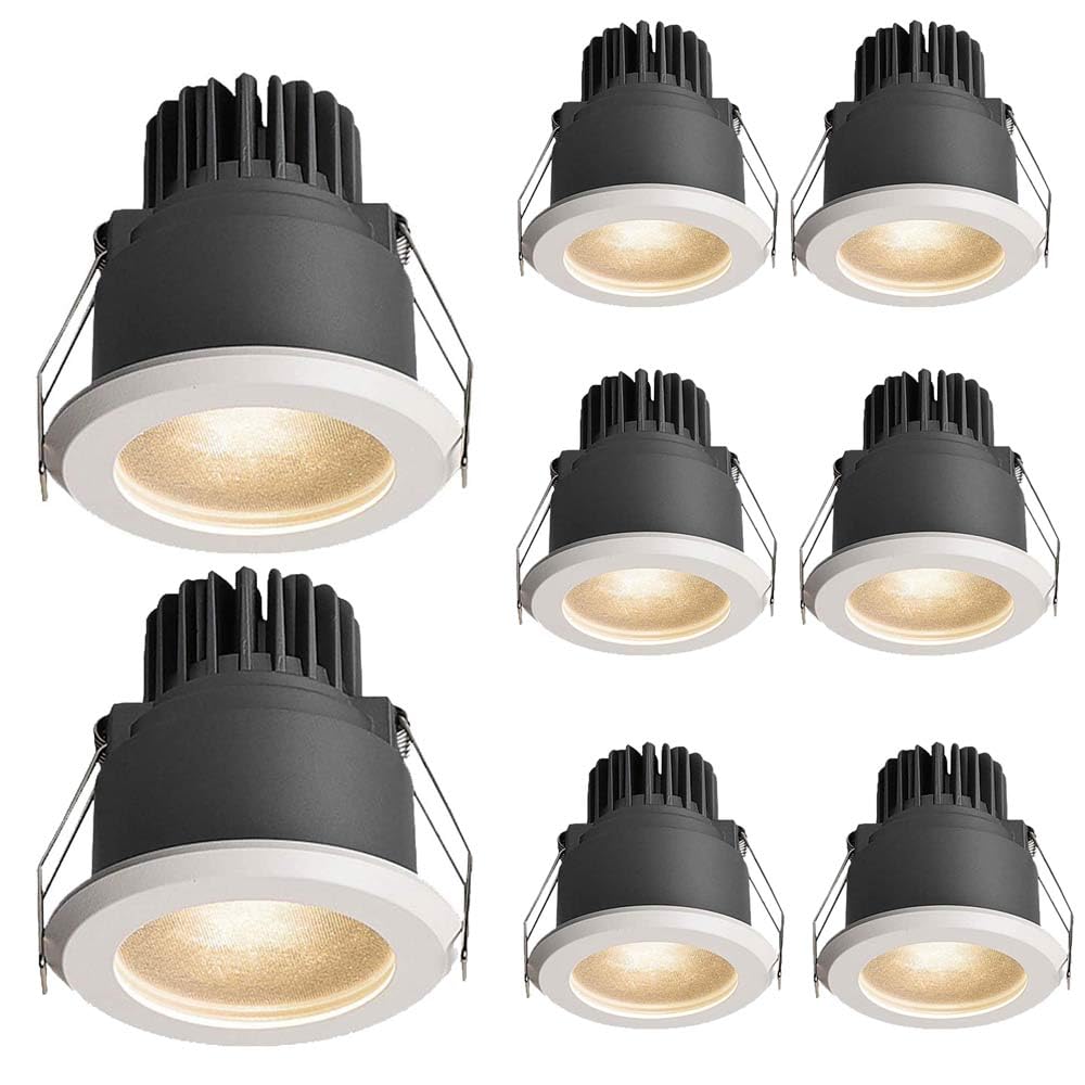 8 Confezioni di Illuminazione da Incasso a LED Kit di faretti da Incasso a soffitto a LED da 3 Pollici IP65 Luce per Doccia Impermeabile per luoghi umidi per la,12W-6000K