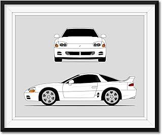 Mitsubishi 3000GT (1994-1997) (Front and Side) Dodge Stealth Inspired Poster Print Wall Art Decor Handmade (Unframed)