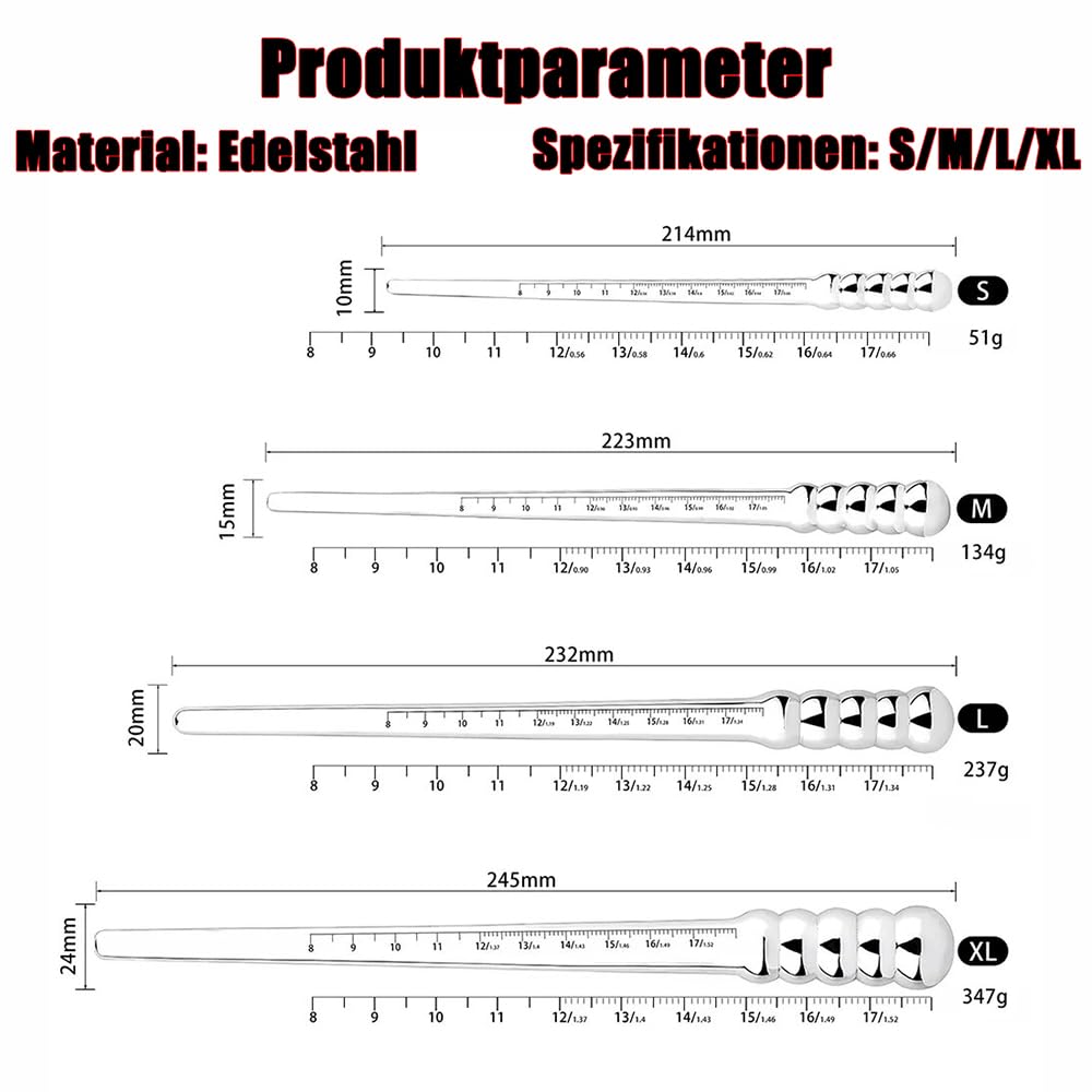 Kuaecr Edelstahl Harnröhren Dilatatoren Mit Größenskala Metall Katheter Sounds Stimulation Prostata Prinzenzepter Penis Stick Stab Masturbation SM Erotik Sexspielzeug für Männer Schwuler (4 Pcs)