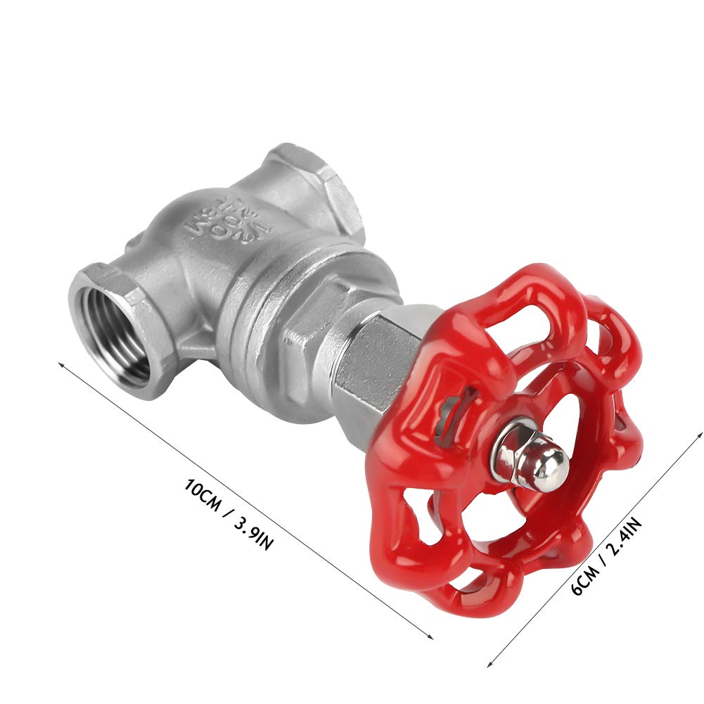 DN15 Stainless Steel Gate Valve, BSPP G1/2 Rotary Sluice Valve Heavy Duty Gate Valve for Water Oil Gas