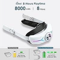 Vista 2 de Head Strap Battery Pack for Oculus Quest 2, Replacement Elite Strap 8000mAh Rechargeable Battery PC Accessories, Adjustable Headset with LED