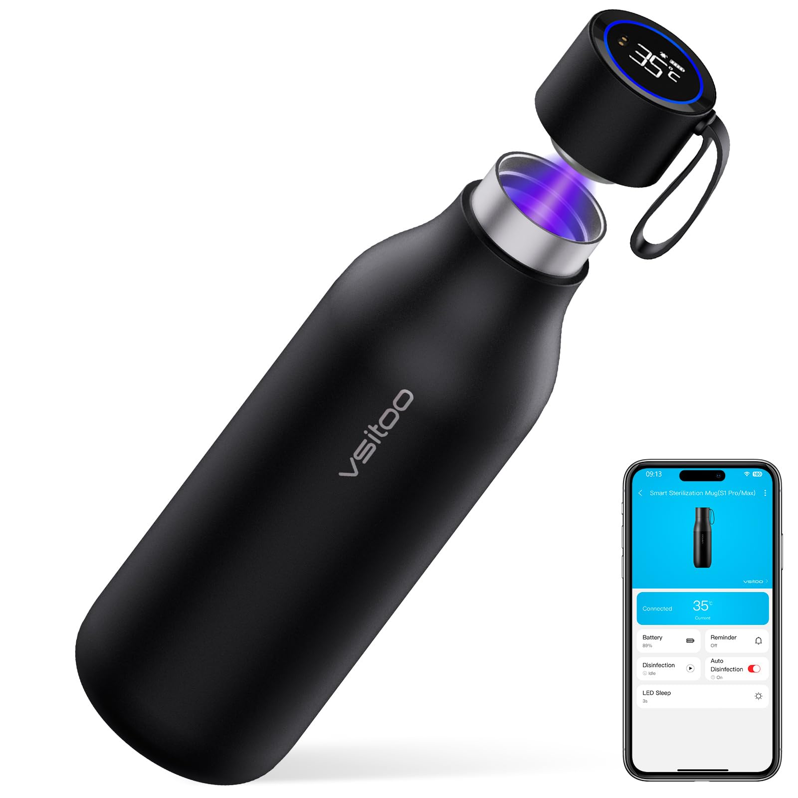 VSITOO 33oz Smart Self-Cleaning Water Bottle