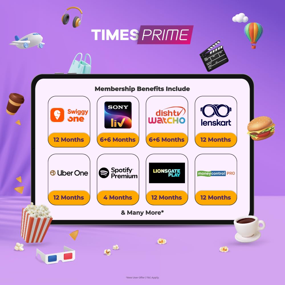 Times Prime Power Membership – Access 13+ OTTs including Watcho (Z5 or Sun NXT), Discovery+, Hoichoi, Stage, ShemarooMe & more | 30+ Premium Subscriptions like Spotify, Swiggy One, Uber One, Moneycontrol, Lenskart, ET Prime, Gaana & more | 60+ Benefits in One Membership | Email Delivery of Subscription Voucher in 2 Hours.