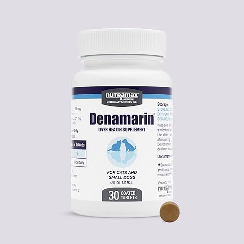 Nutramax Laboratories Denamarin Suplemento de salud hepática para perros y gatos pequeños, con S-adenosilmetionina (SAMe) y silibina, 30 tabletas