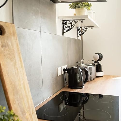 Miniatura 10 de Khtumeware Soportes decorativos ornamentados para estantes, 5 x 3.5 pulgadas, soporte de estantería pequeño montado en la pared, paquete de 2