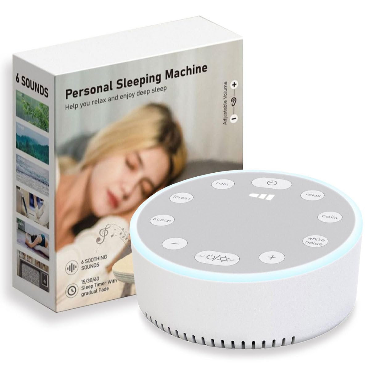 Dreamegg - Máquina De Ruido Blanco Portátil, Con Batería Potente, 21 Sonidos Relajantes, Terapia De Sonido, Cancelación Del Ruido, Para Hogar, Oficina, Viajes, Regalo De Registro, Para Bebés Y Adultos - Color