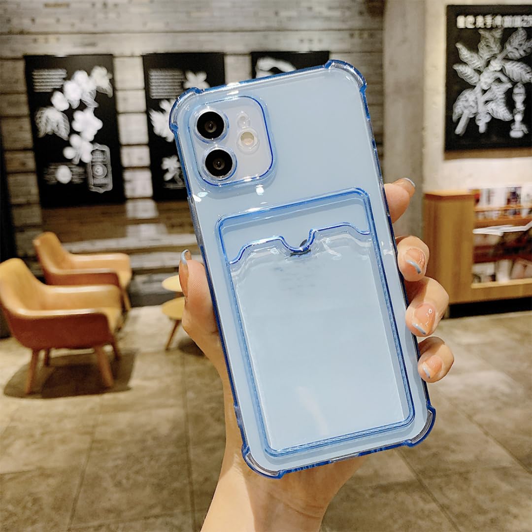 Étui silicone transparent bleu Galaxy A42 5G avec range carte - 7