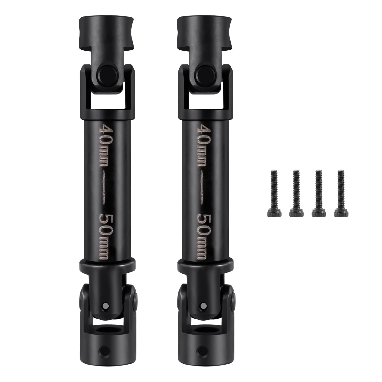 RCHUBAM 1/24 Center Drive Shaft 40-50mm FMS 2PCS Steel RC Drive Shaft D-Shaped Hole Compatible with 1/24 Scale FMS FCX24 1/24 RC Crawler Upgrade Parts