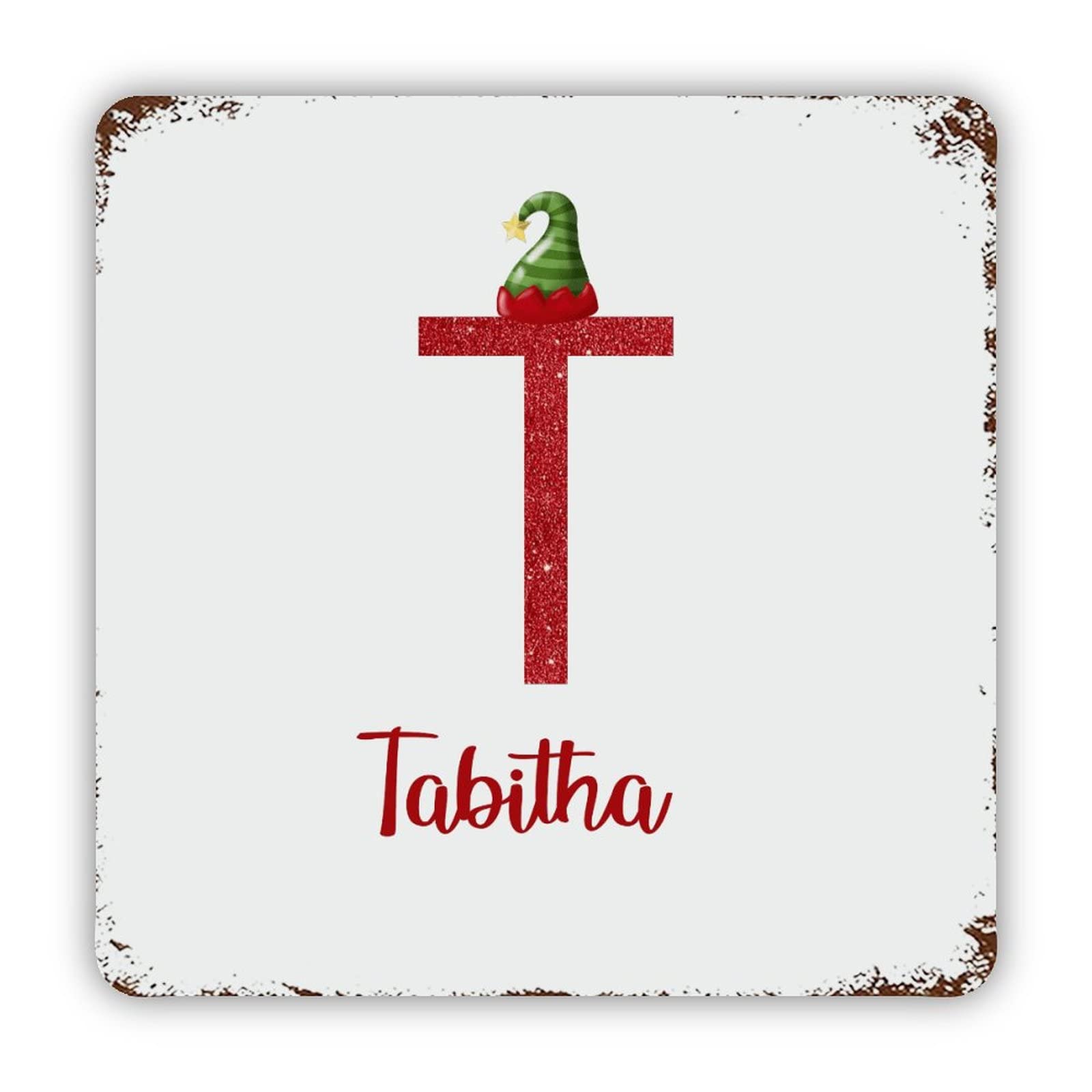 Personalized Name Custom Initial Letter T Aluminum Tin Sign 12x12 Inch Waterproof Vintage Metal Sign for School Office Classroom Gate Garage Garden Home Wall Decoration Housewarming Gifts