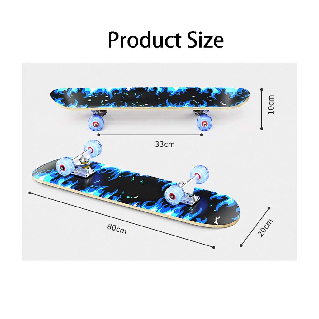 TXTC 6-12 Ans Débutant Skateboard 7 Couches Ponts 31"x8" inch Complete Skate Board en Bois D'érable Longboard for Les Ados Adultes Débutants Filles Garçons (Color : C)