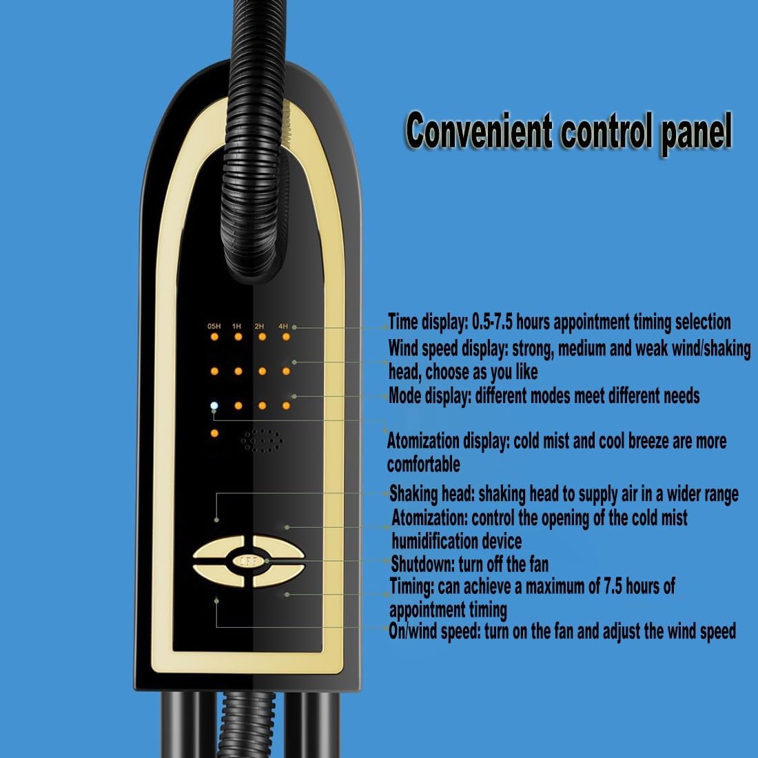 16 In Black Misting Fan/Floor Fan/Misting Fan With Water Tank/Remote Control/Low Noise/Molecular Atomization Cooling/Timing Function,Rated For Indoor And Outdoor(A)