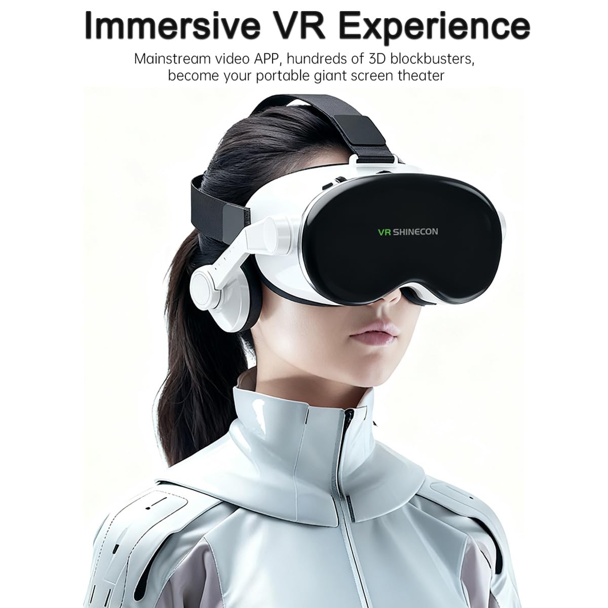 Visore VR per iPhone e Android, occhiali 3D per realtà virtuale con luci blu per giochi VR, film e video, supporto per telefoni da 4,7-7,0 pollici per bambini e adulti con telecomando