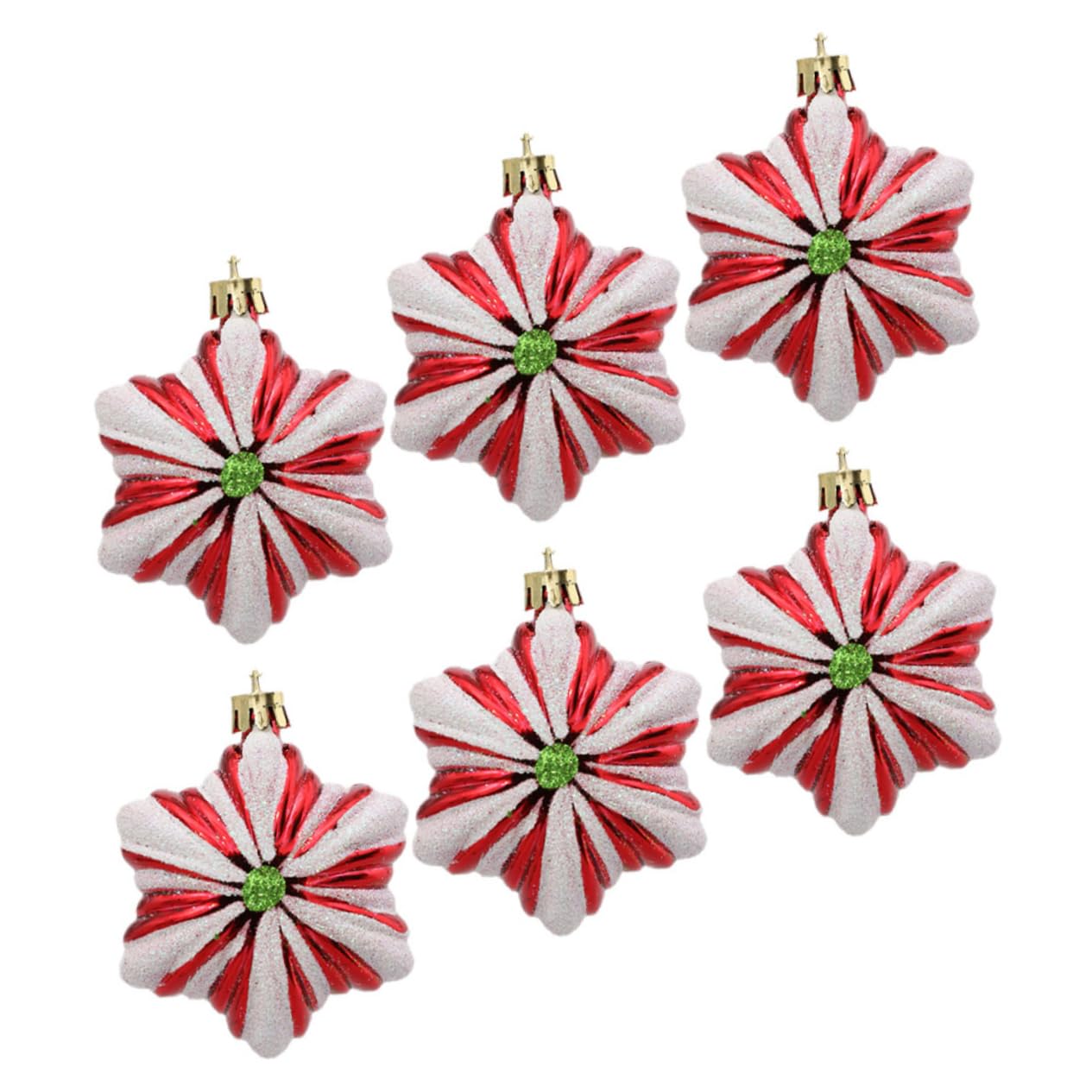 SOLUSTRE 4 Set Ciondolo Stella Esagonale Natale Mini Ornamenti Per Alberi Forme Ornamenti Stellari Neve Artificiale Decorazioni Ufficio Decori Sospesi Ciondolo Natalizio Plastica 6 Pezzi*4