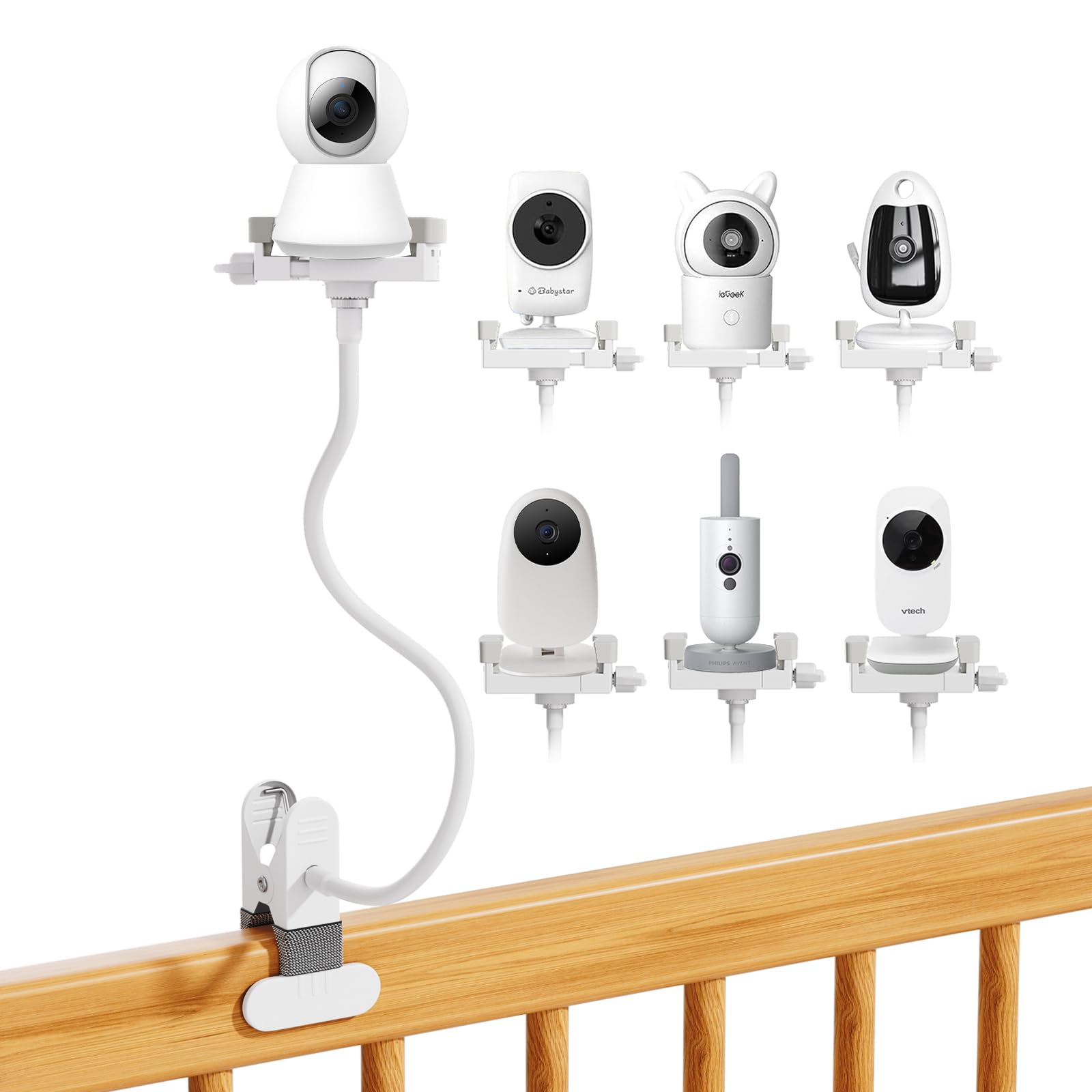 Flexible Baby Camera Mount Bracket for GHB/HelloBaby Monitor,Babyphone Accessories Stand for VTech/Momcozy/Boifun/Babystar/ieGeek/Blemil/Jeeber/Philips Video Monitor，Suitable for Most 1/4-inch Cameras