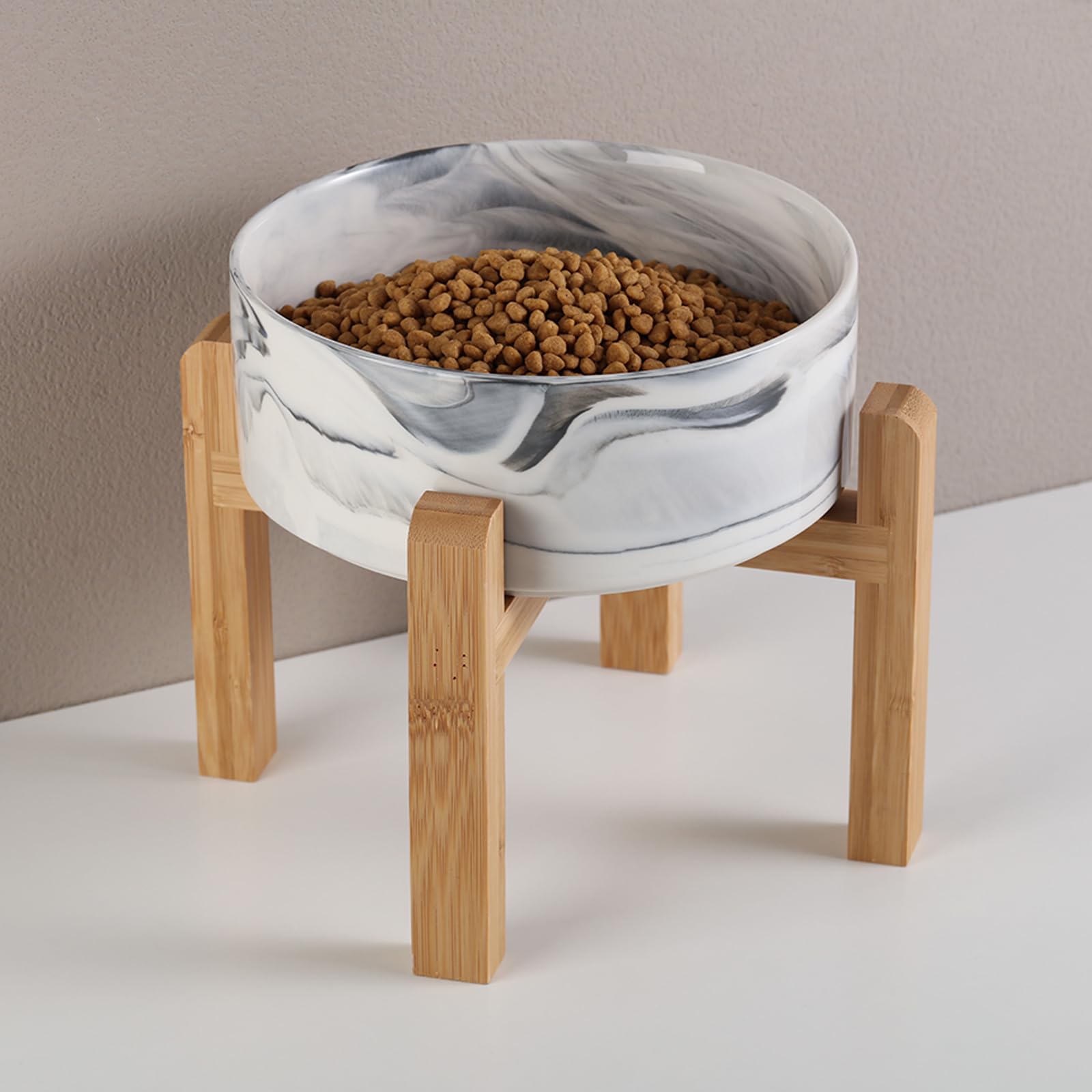 Keramik-Hundenapf für mittelgroße und große Rassen, Wassernapf mit Ständer, 15,2 cm, rutschfest, schwer, 9 Tassen, Marmorgrau