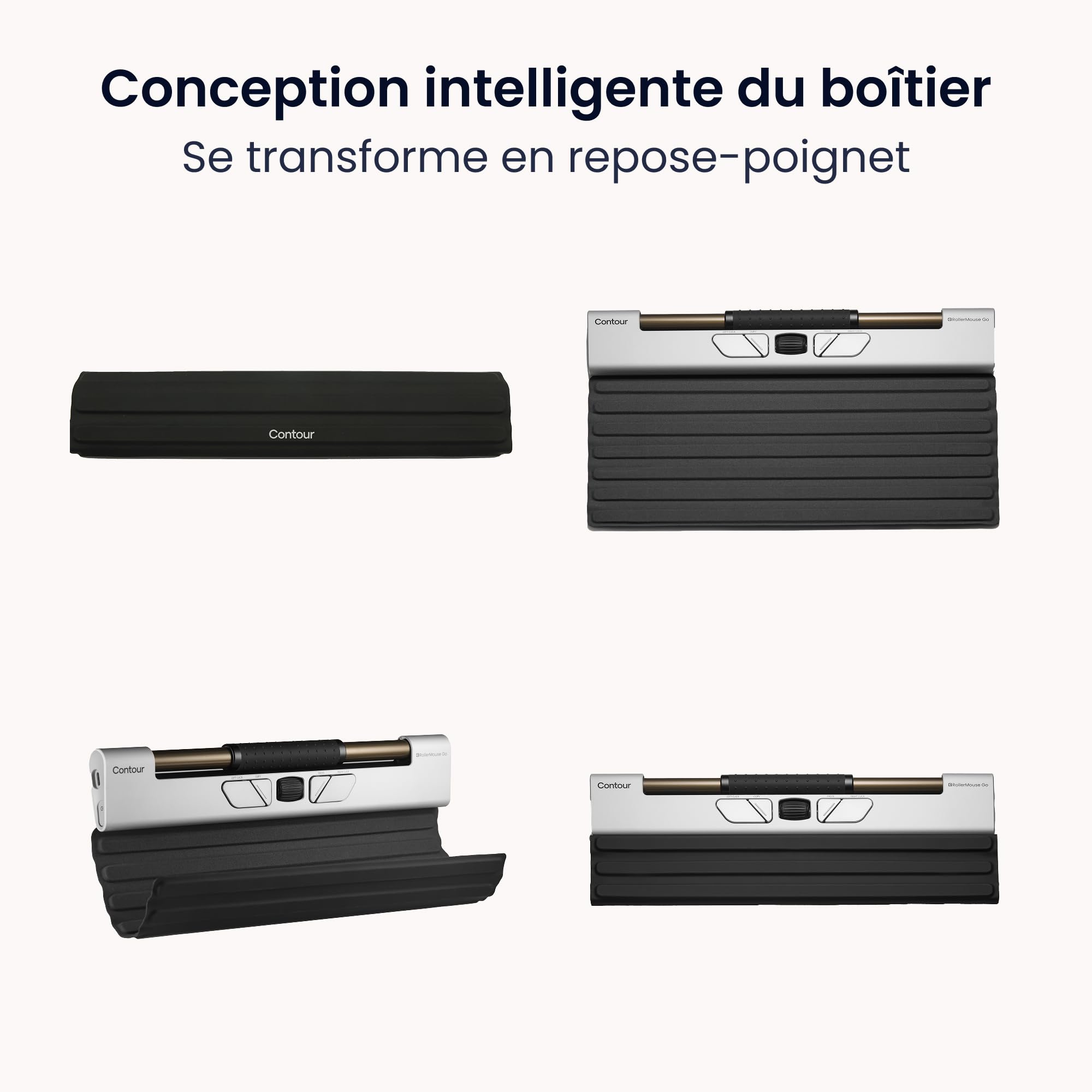 Contour RollerMouse Go – Souris Ergonomique centrée pour Le soulagement du Canal carpien | Compacte et idéale pour Les déplacements | Bluetooth et USB | Design ambidextre avec 5 Boutons