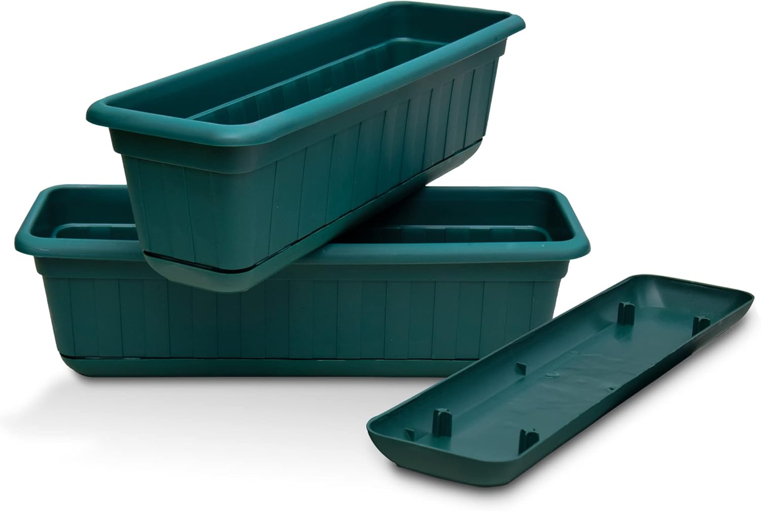 Premium HighDensity Plastic Planter & Flower Window Box Gina 18″ Set of 2 Units (Dark Green