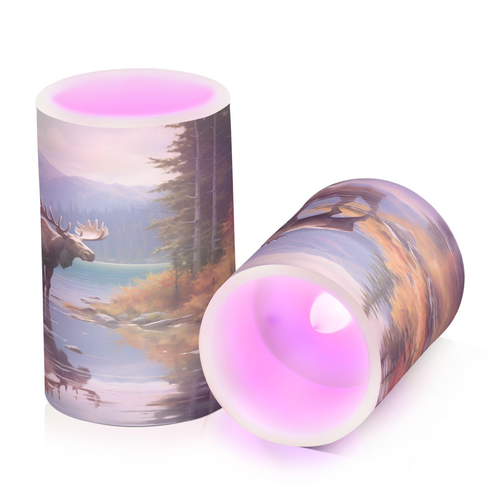 ALAZA Reindeer (26) Flickering Flameless Candles Battery Operated with Remote Timer,Tea Light Candles LED Pillar Votive Candles Set of 2 for Outdoor Indoor Decorations