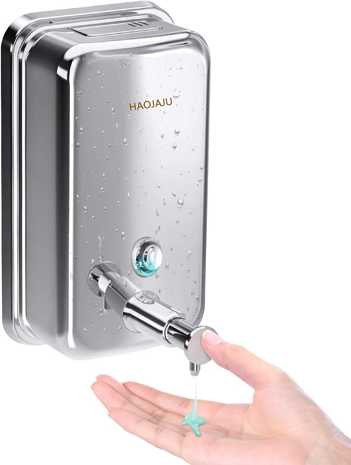 Dispenser di sapone manuale a pompa da parete in acciaio inox, dispenser di sapone per le mani, commerciale per bagno e cucina (800 ml)