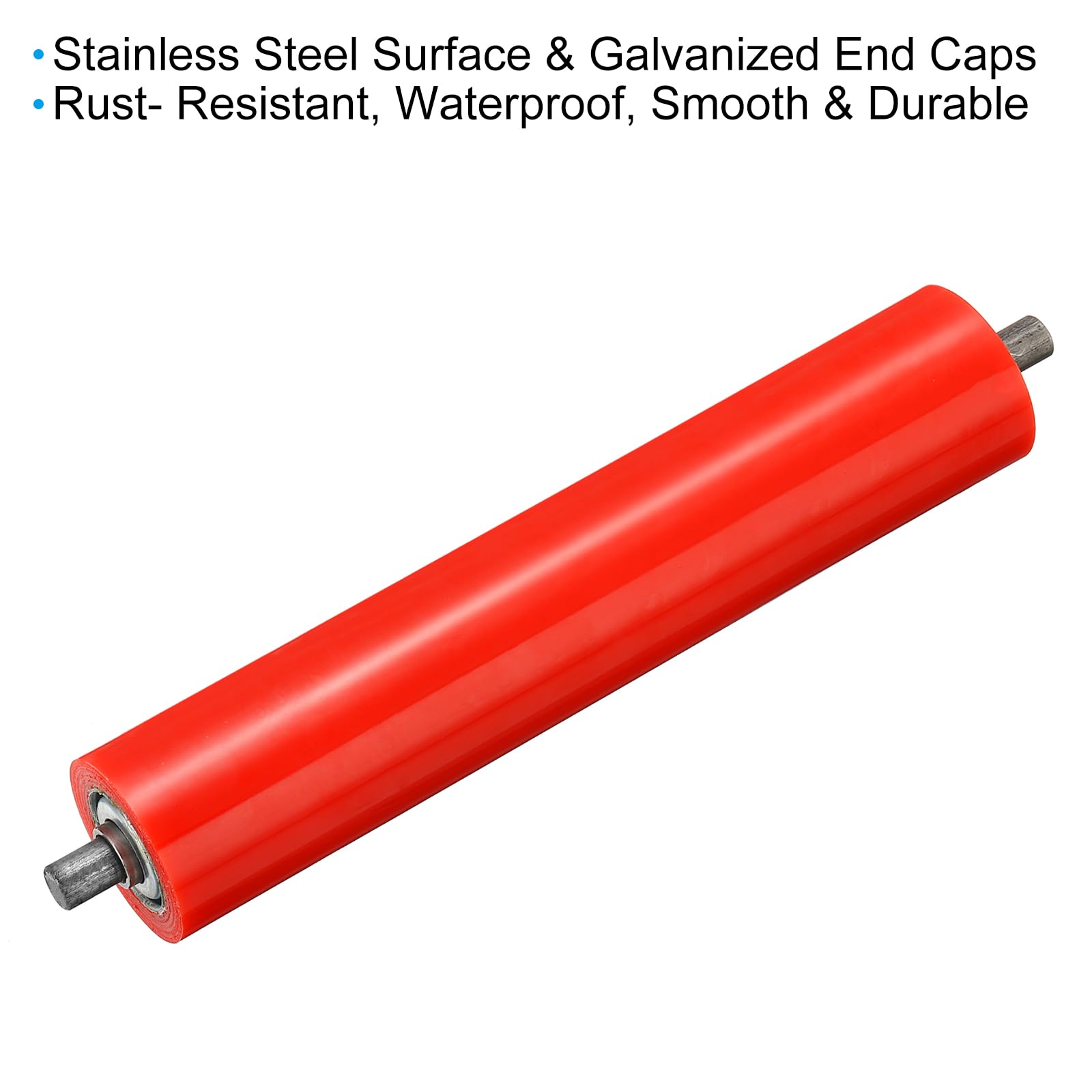 PATIKIL Polyurethane Coated Conveyor Roller 2" Diameter 10" Length, Stainless Steel Transmission Replacement Part Galvanized End, Red — Amazon image 3