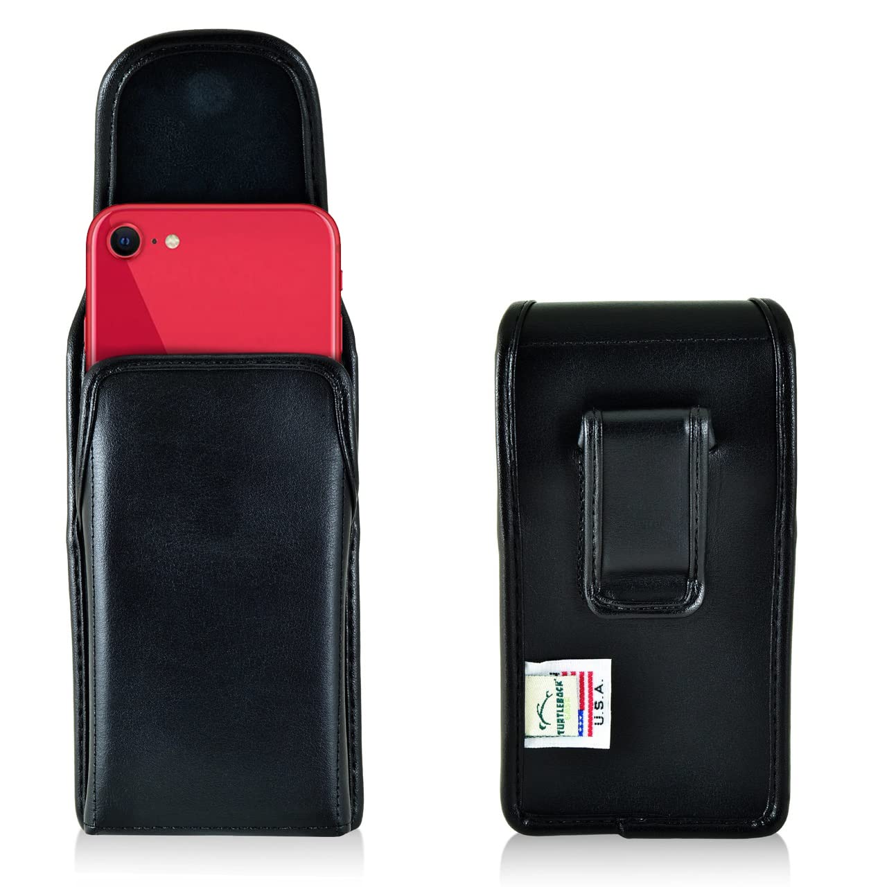 Amazon Com Turtleback Holster For Iphone Se 22 Iphone 7 Iphone 8 Black Vertical Belt Case Leather Pouch With Executive Belt Clip Made In Usa Cell Phones Accessories