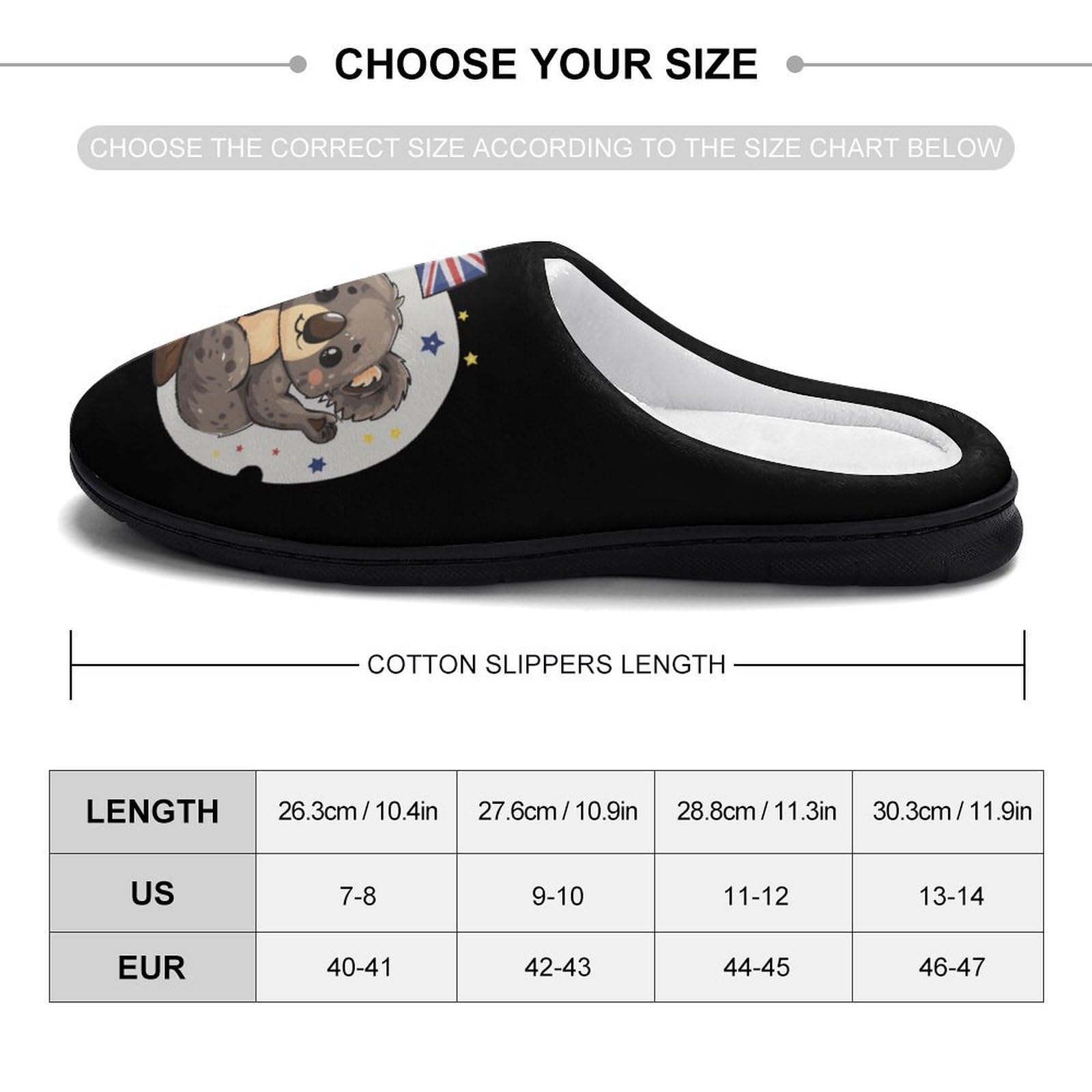 Uk Flag Koala Bear Mens Slippers Casual Slip On Warm House Shoes with Rubber Sole Indoor Outdoor 11-12?44-45?