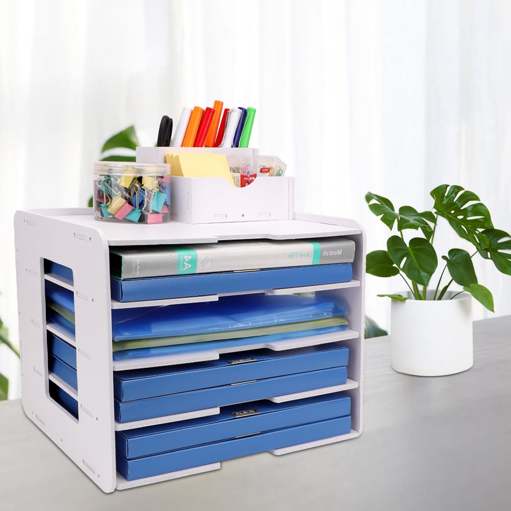 Organizer na biurko, półka na dokumenty, format A4, organizer na dokumenty, szuflada na listy, organizer z uchwytem na długopisy, do domu, biura, szkoły