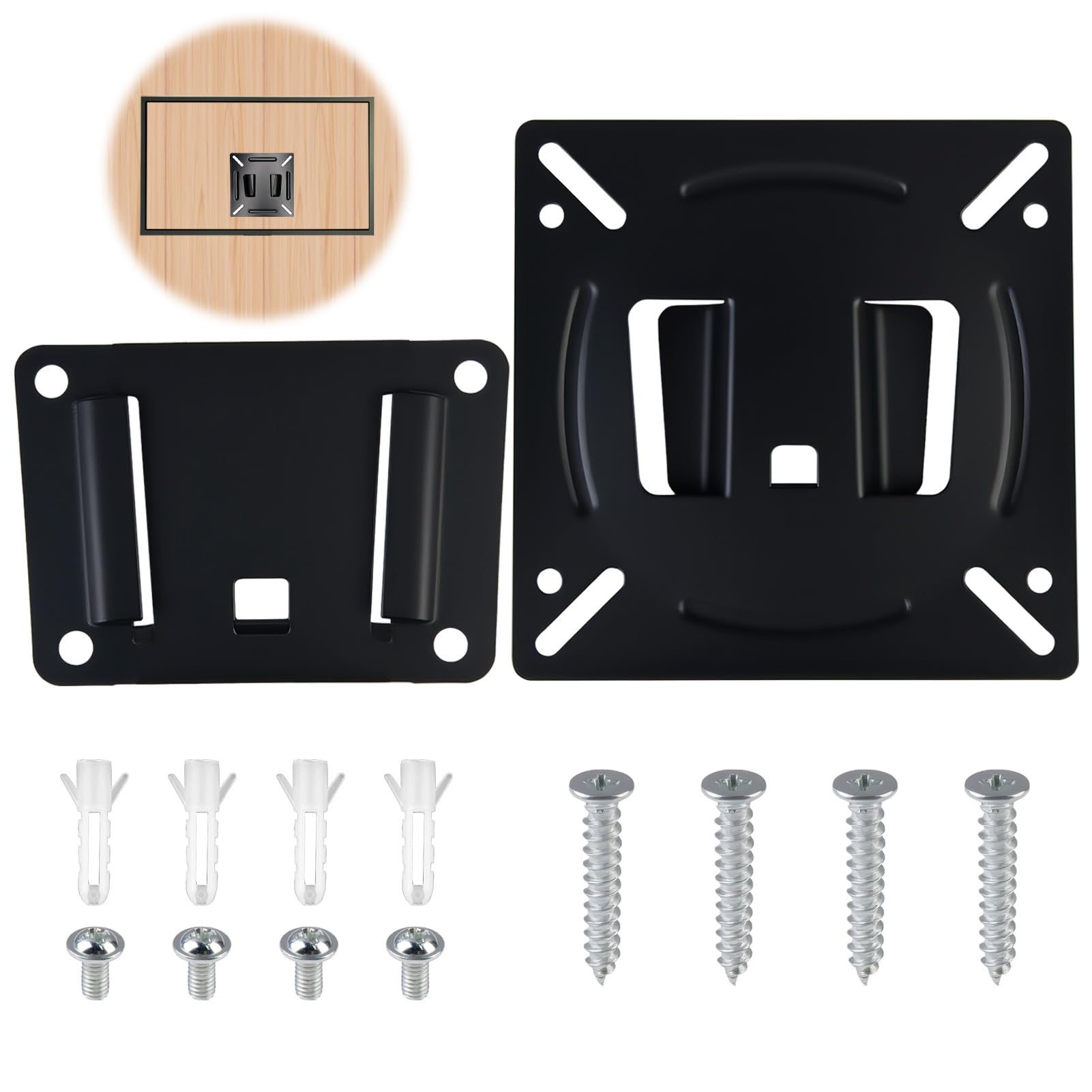 Monitor Wall Mount for 14-27 Inch TV Computer, Universal Fixed Low Profile Wall Bracket, VESA 75x75 100x100mm, Ultra Slim 12mm, Max 33lbs, Small TV Mount for RV Camper Office — view 7