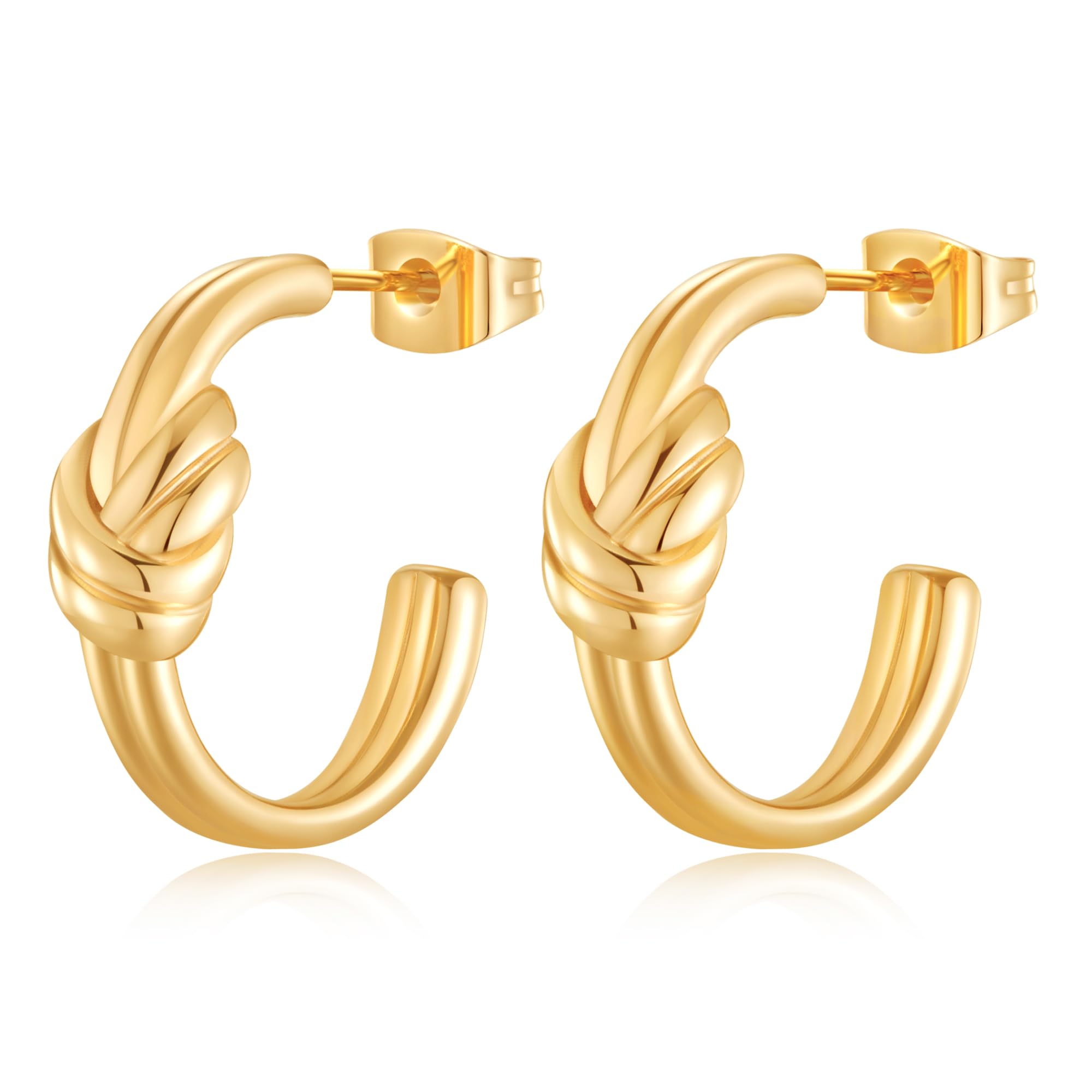 Chunky Gold Hoop Earrings for Women, Gold Hoop Earrings Lightweight Chunky Gold Earrings Hypoallergenic Thick Gold Hoops Earrings for Women Trendy Small Gold Hoop Earrings Gold Earrings for Women