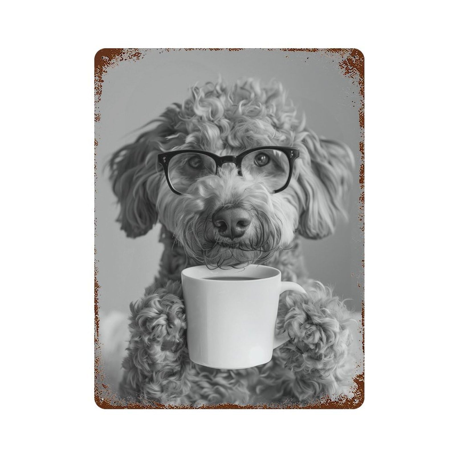 xiaoxiaoshen Labradoodle Coffee Print Wall Decor Art Metal Tin Poster Modern Home Decor Art Home Bar Shop Decorations Vintage Sign 40x30cm