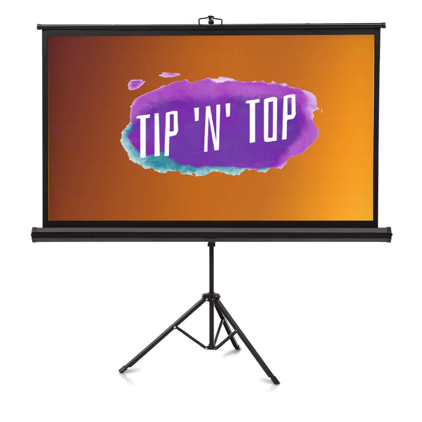 Tip 'n' Top Tripod Stand Projector Screen 84'' Diagonal 6 feet by 4 feet in 4:3 Ratio Portable Suitable for Office Presentation and Events