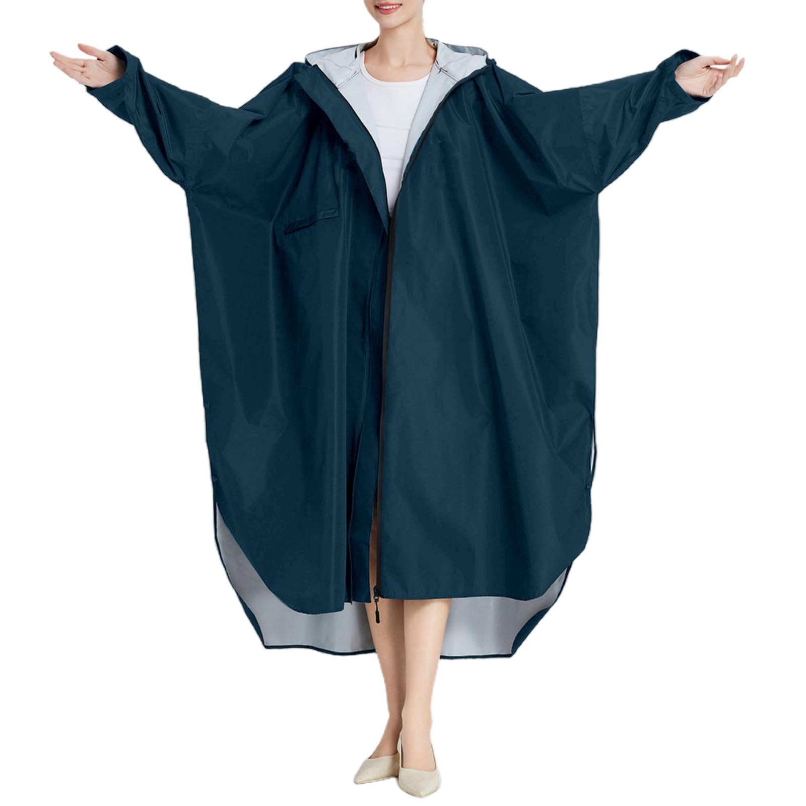 Generisch Poncho de lluvia para adultos, unisex, largo, con capucha, material de moda, para ciclismo, senderismo, viajes