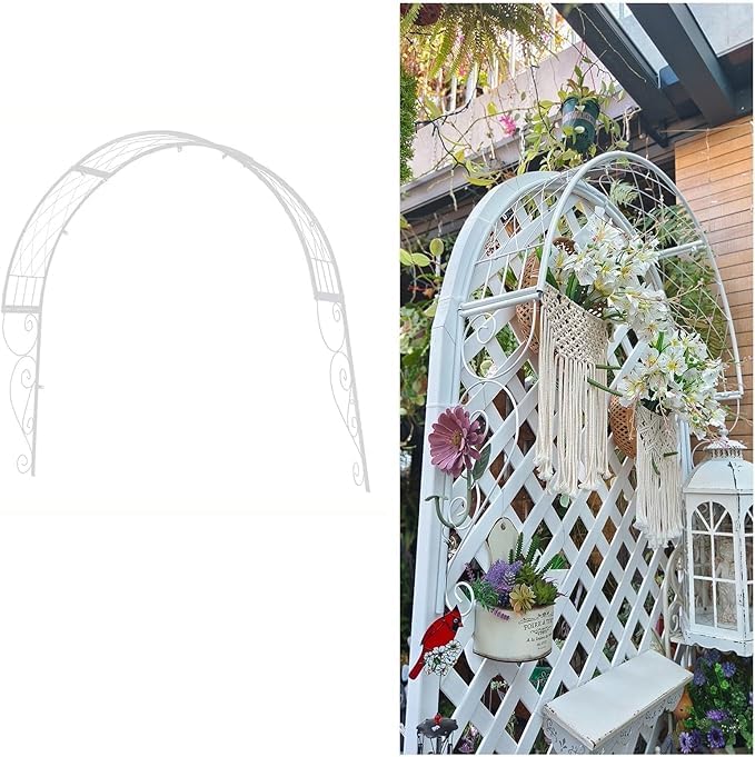 Garden Arch, Strong Wall Mounted Garden Archway With High-Temperature Baking Paint Finish, Multi-Purpose Semicircle Arch Frame For Doors, Balconies And Windows